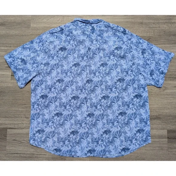 Tommy Bahama Men's Blue Foliage Leaf Hawaiian Print Size 2XLB - Picture 7 of 7